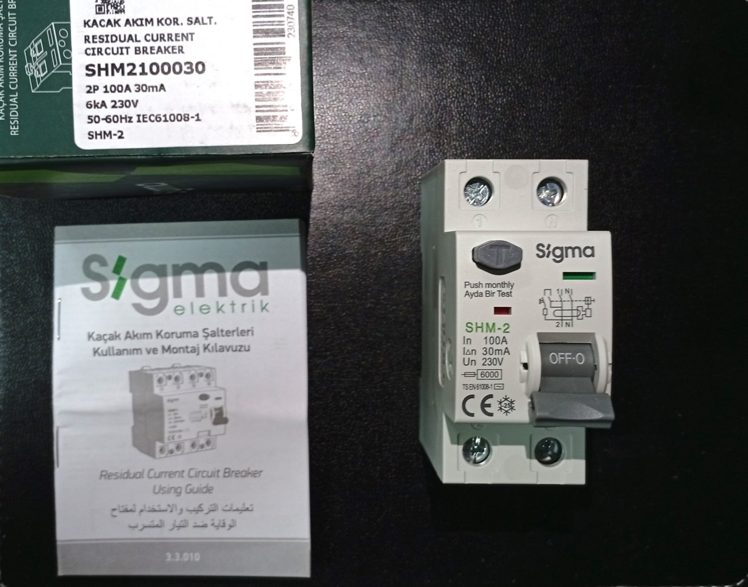 SHM2100030-SHM 2p 30MA 100A 6ka Kaçak Akım Koruma Şalteri Kaçak Akım Rölesi