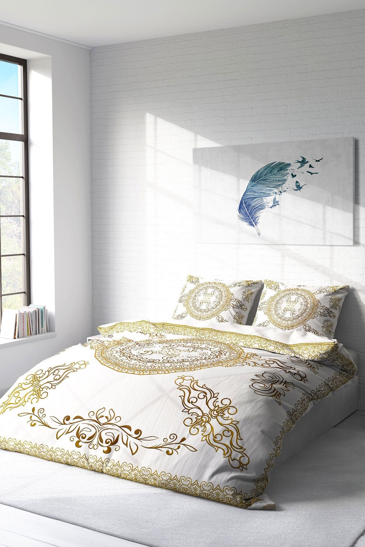Kıng Sıze Gold Baraque Klasik Çift Kişilik Nevresim Takımı 220x240cm