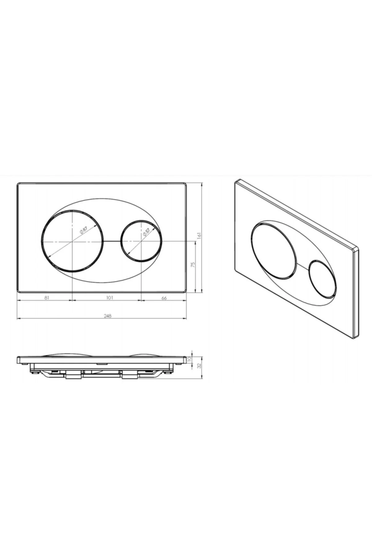 Serel Gömme Rezervuar Kumanda Paneli P400160 Altın Boyalı Panel