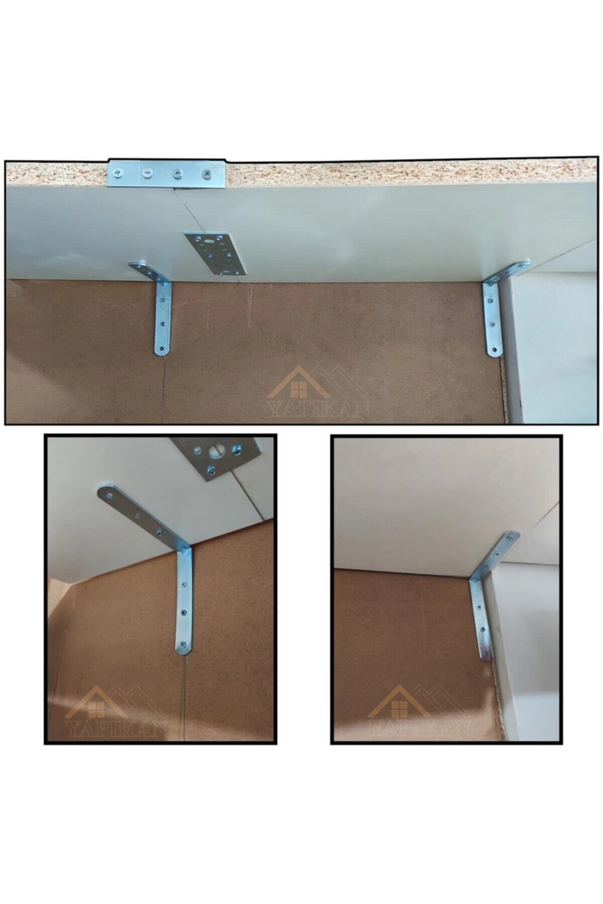 20x140x140mm- 3 Ad Orta Yük L Demir Gönye Köşebent - Mobilya Dolap Gardırop Duvar Sabitleyici Aparat