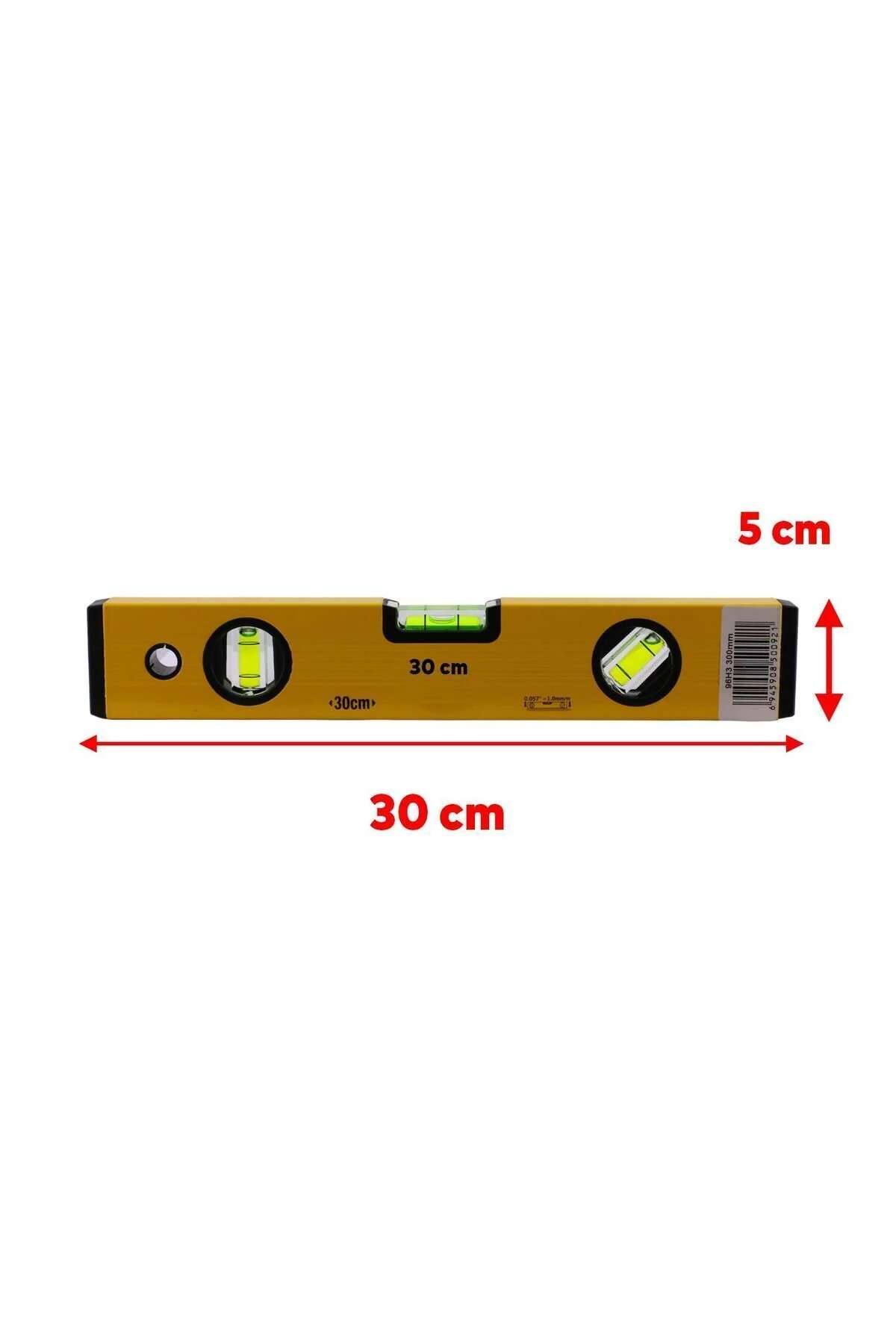 Aluminyum Su Terazisi 30 Cm İnşaat Duvar Fayans Marangoz Mühendislik Ölçüm Eğim Ölçü Eğik Ölçme