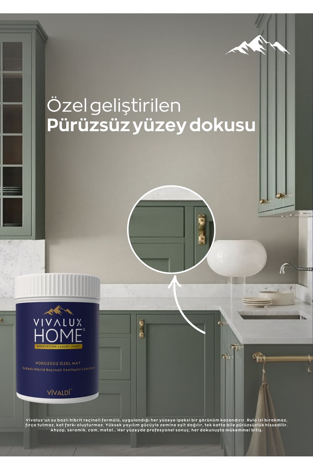 Tüm Yüzeylere Uygun Su Bazlı Lüks Dönüşüm Boyası 1LT - Dolap - Mobilya - Fayans - Mutfak-Banyo