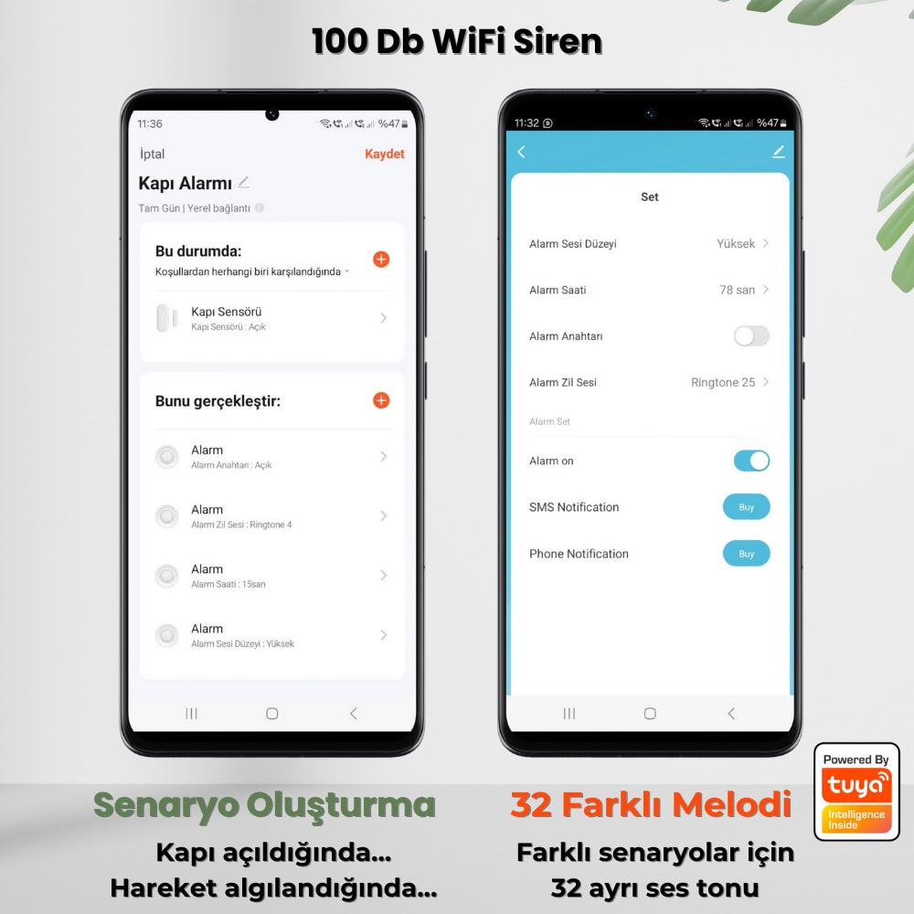 Wifi 100 Db Akıllı Siren Alarm ( Tuya - Smart Life Uyumlu)