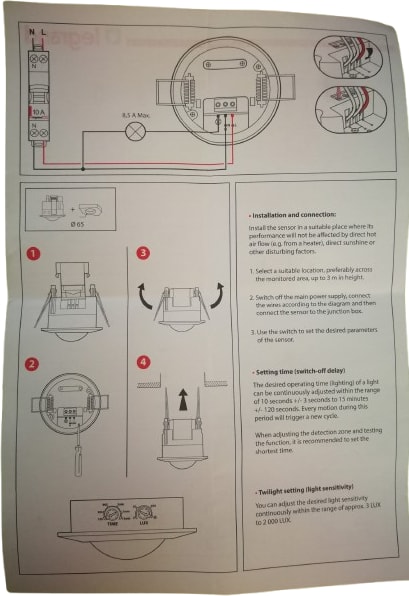 Sıva Altı Pır Hareket Sensörü 360 Delik Çap 62MM