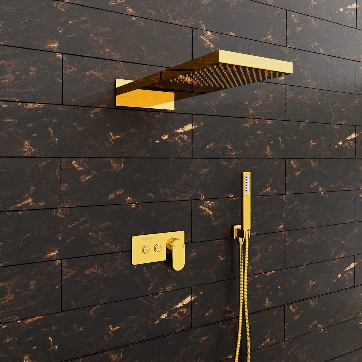 Ankastre Comfort Panel Yağmur Duş Seti Altın Gold FAU108-G