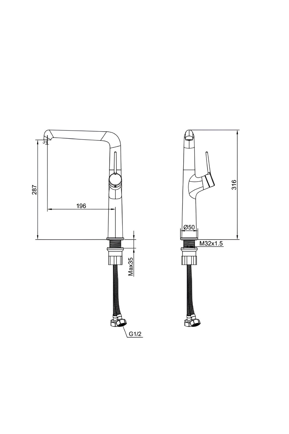 Flow Krom Uzun Lavabo Bataryası FL6500