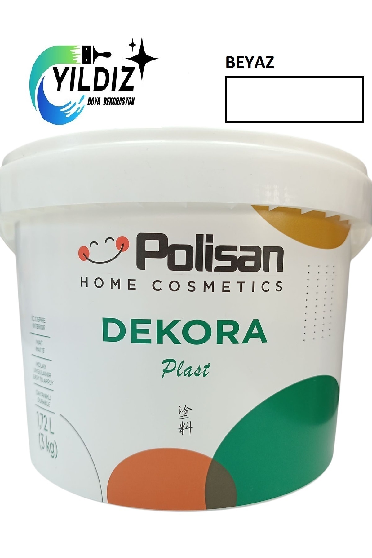 POLİSAN Dekora Plast Ekonomik Fiyatlı İç Cephe Duvar Boyası 3 Kg Beyaz