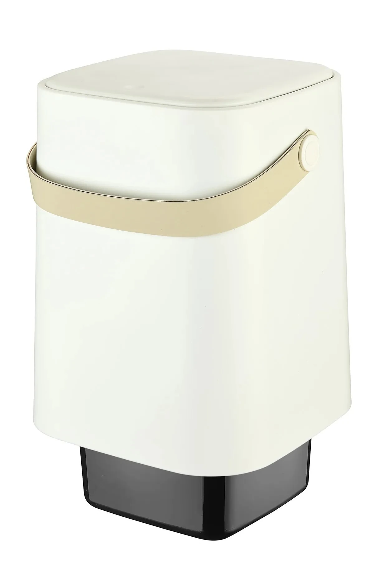 8 Lt Click Kapaklı Tutma Saplı Iç Kovalı Tezgah Üst Mutfak Çöp Kovası - Beyaz (büyük Boy)