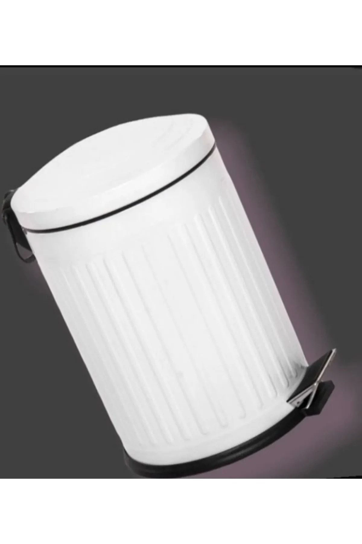 Beyaz 12 Lt Pedallı Vintage Çöp Kovası Mutfak Çöp Kovası Amortisörlü Banyo Çöp Kovası Yavaş Kapak