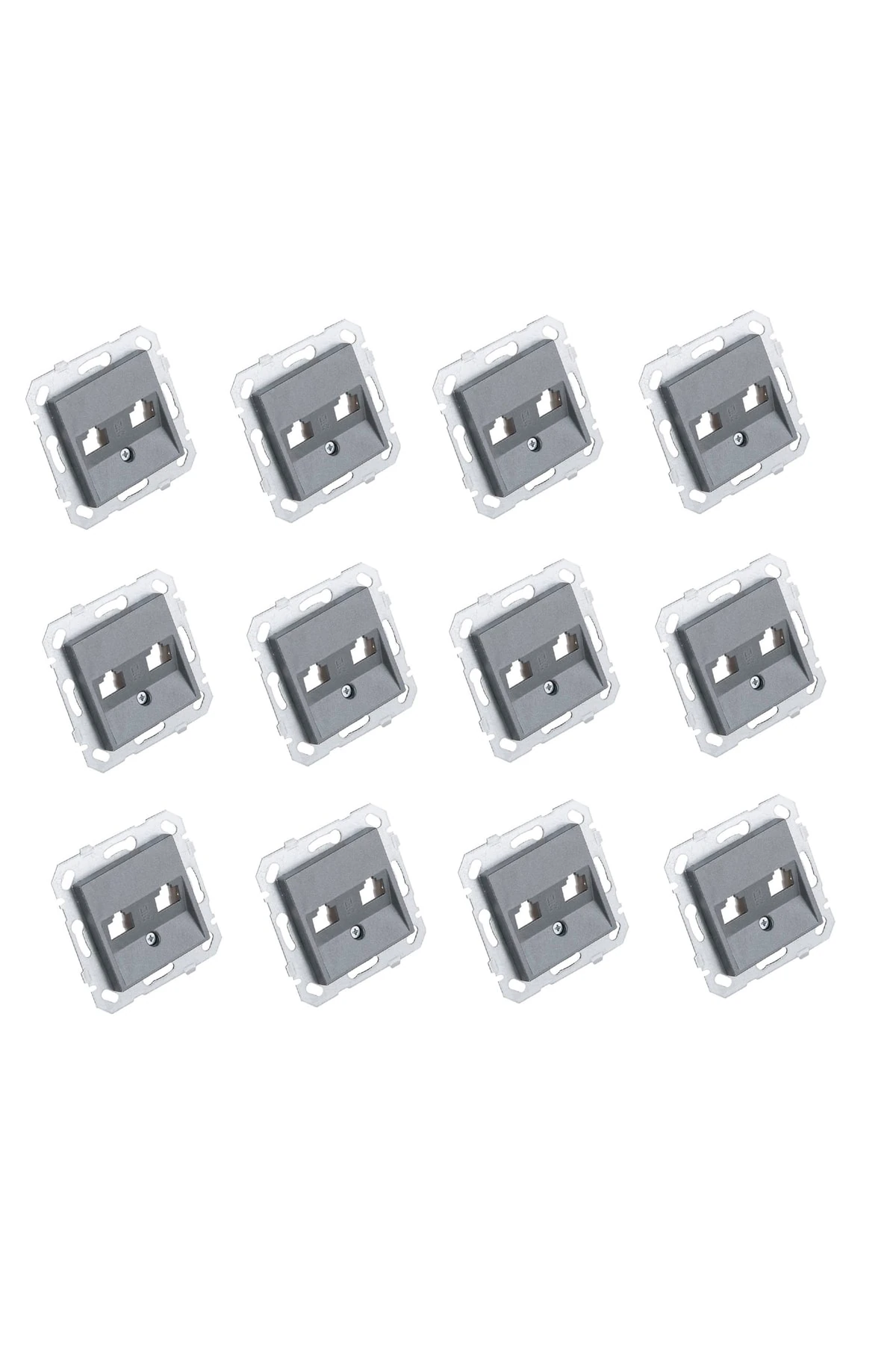 Byobu 12 Adet Füme Data Priz Jacksız Çerçevesiz