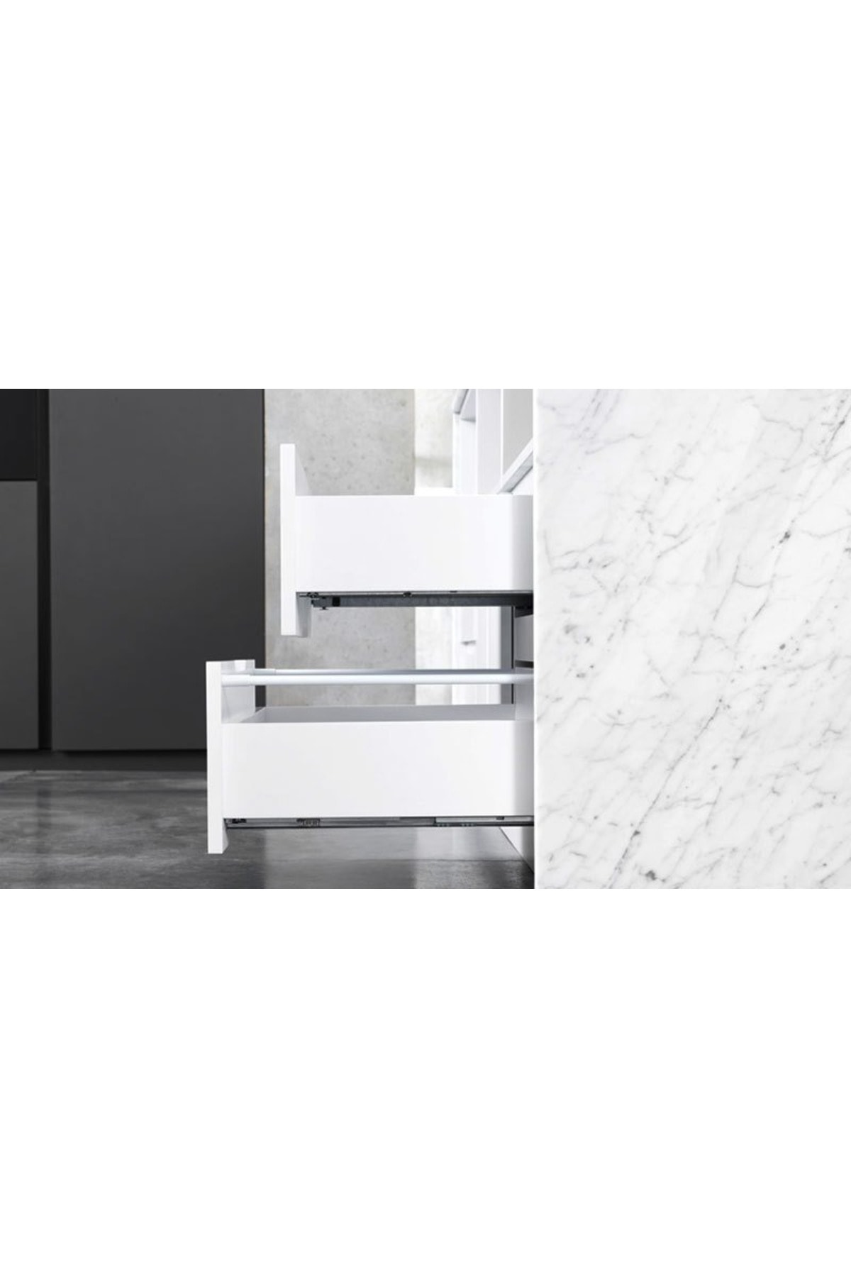 SAMET Smart Slide Frenli Tam Açılım (full) Çekmece Rayı / Mandallar Dahil (sağ Ve Sol) / 50 Cm