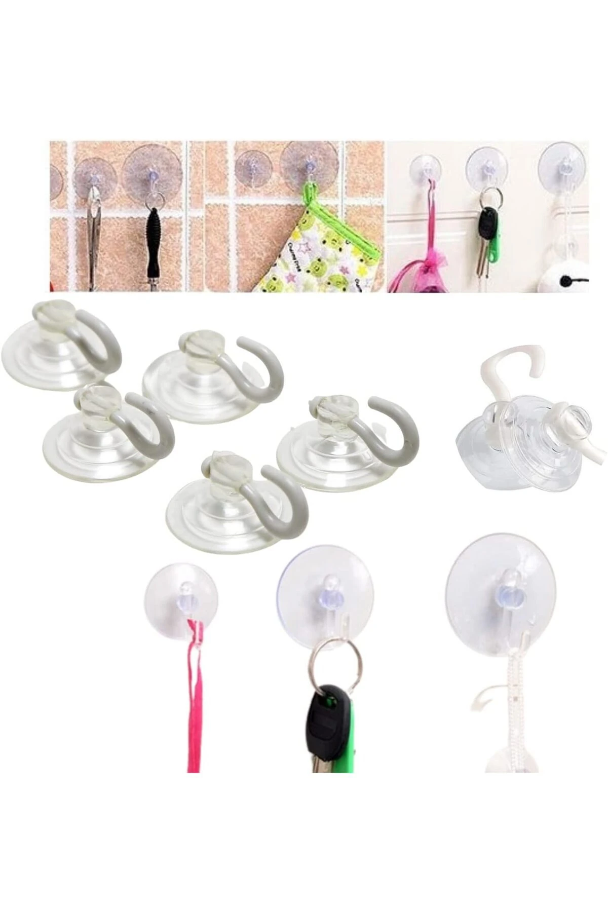 Kancalı Cam Vantuzu 5 Adet Şeffaf Vantuz Askı Öpücük Askı 3 cm