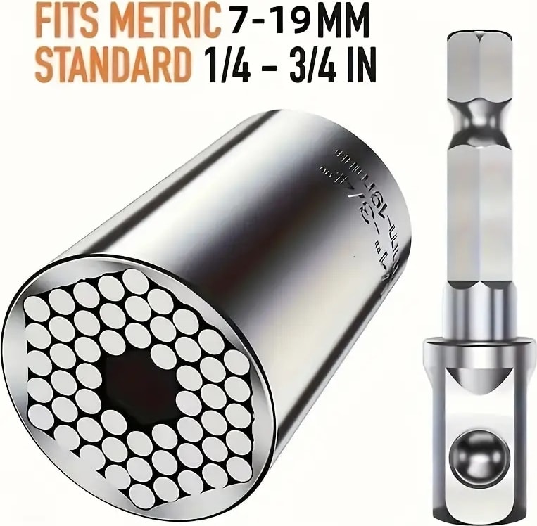2'li Set Çok Amaçlı Universal Matkap Ucuna Takılan Evrensel Lokma Anahtar Takımı 7-19 mm Soket