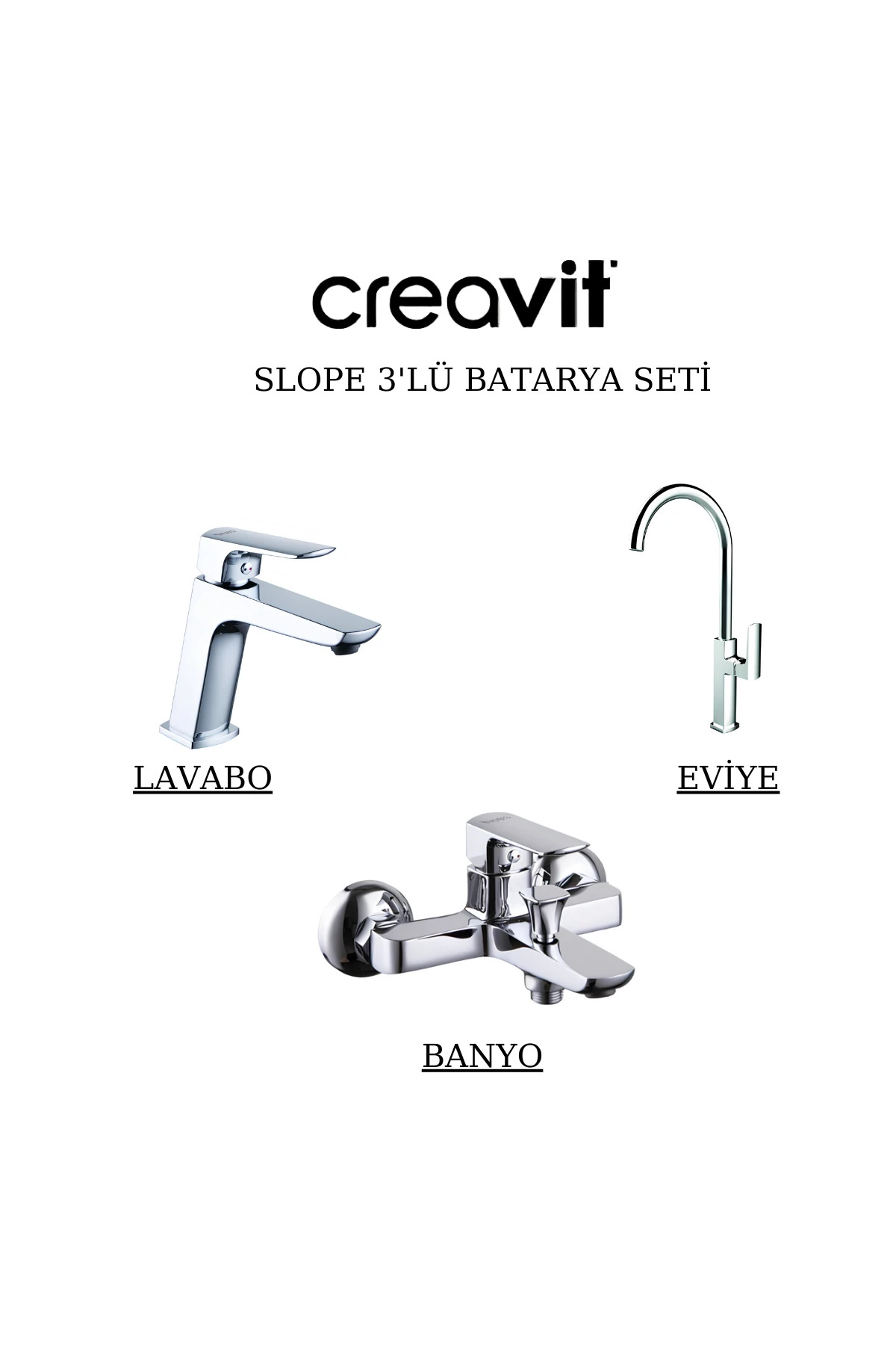 Slope Batarya Seti 3’Lü Banyo-Lavabo-Eviye