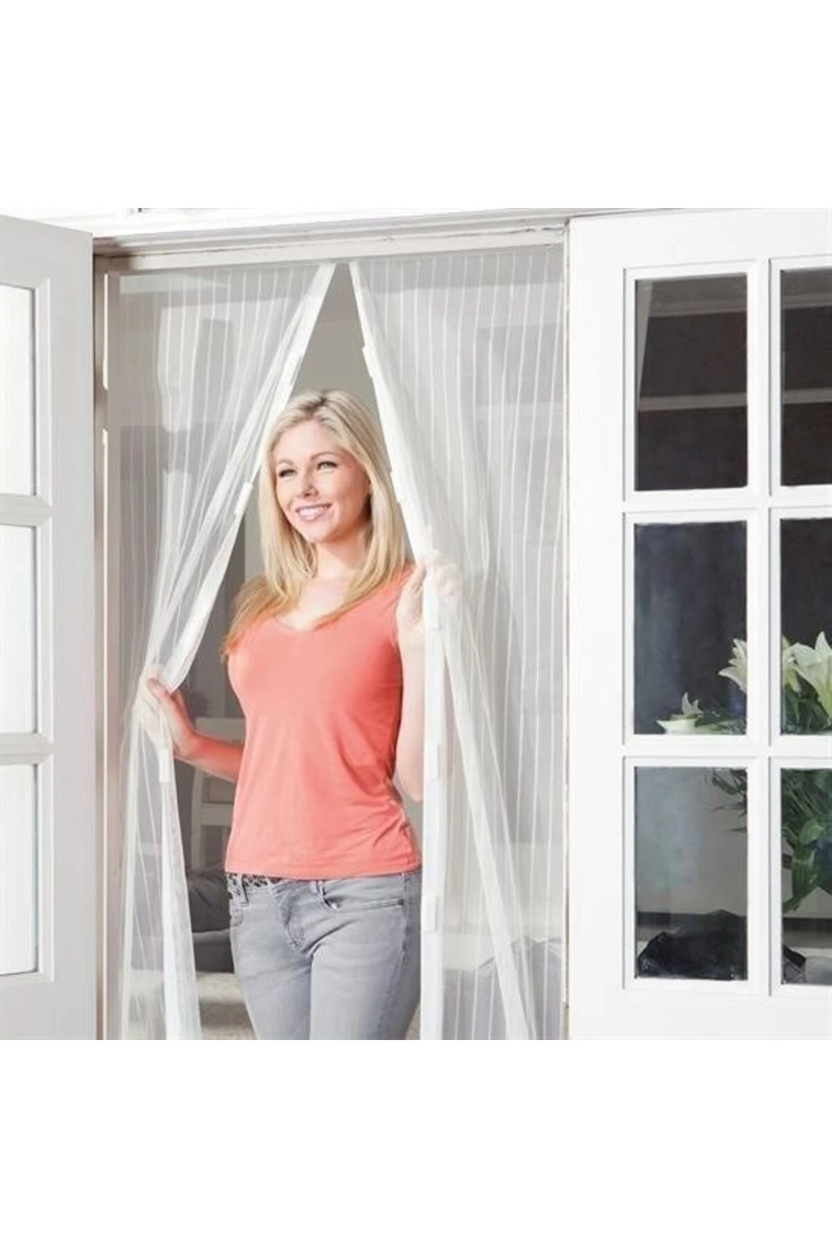 KENDİ MARKAMIZ® Pratik Manyetik Mıknatıslı Beyaz Kapı Pencere Sinekliği Tülü 90 x 210 cm