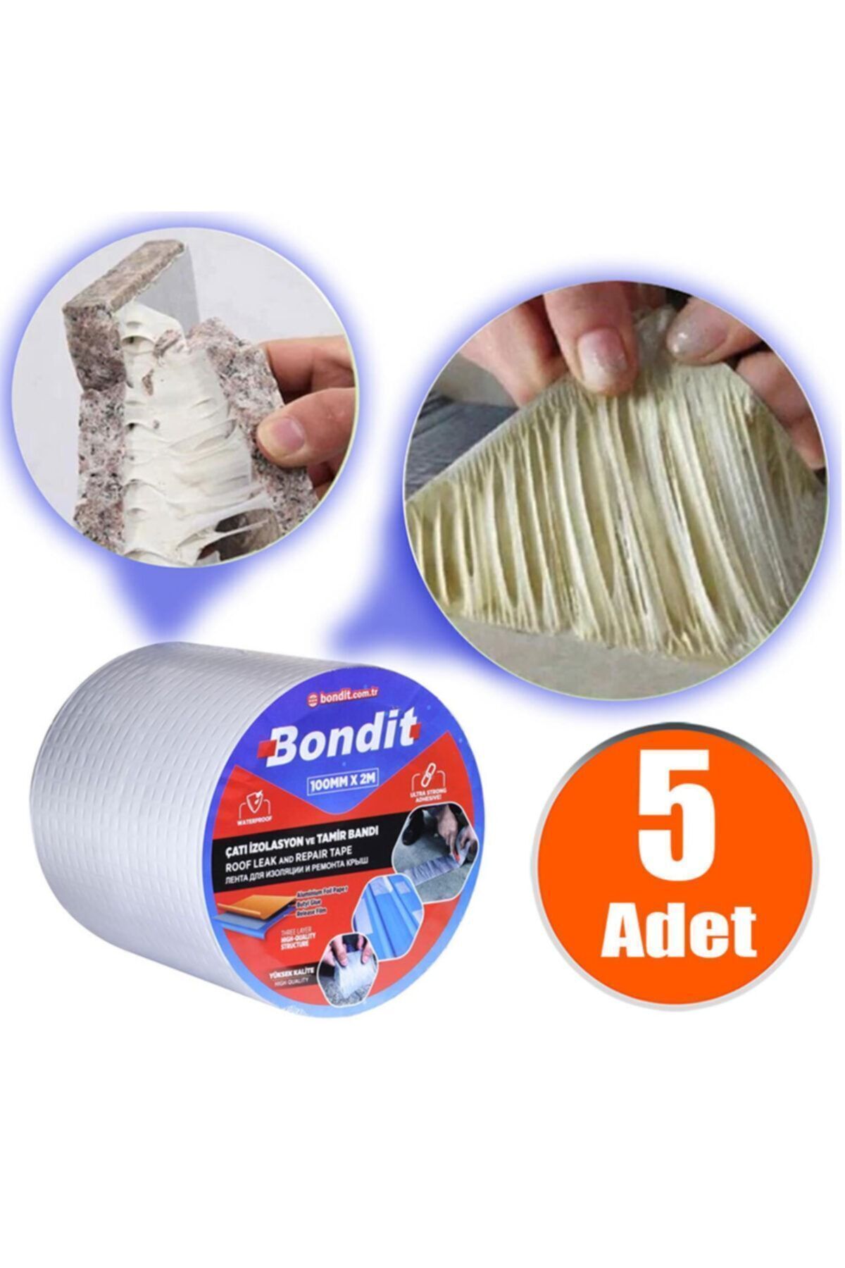 OZKUVVET Çatı Izolasyon Ses Su Yalıtım Tamir Bandı Çamur Bant 10 Cm X 2 Metre (5 ADET)