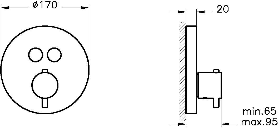 AquaHeat A4271836 Round Ankastre Termostatik Banyo Bataryası, Mat Siyah