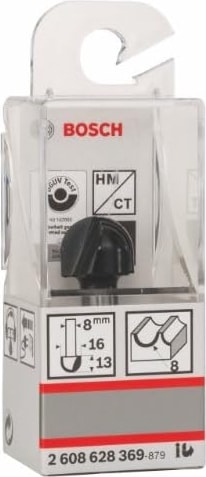 BOSCH Storemax 2 608 Aksesuarı 628 369 Oyuklu Freze Ç 8 Mm, R1 8 Mm, D 16 Mm, L 12,7 Mm, G 45 mm