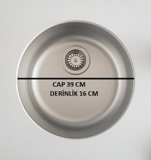 Round Tezgah Mermer Altı Mutfak Eviye Taşmasız Sifon Dahil