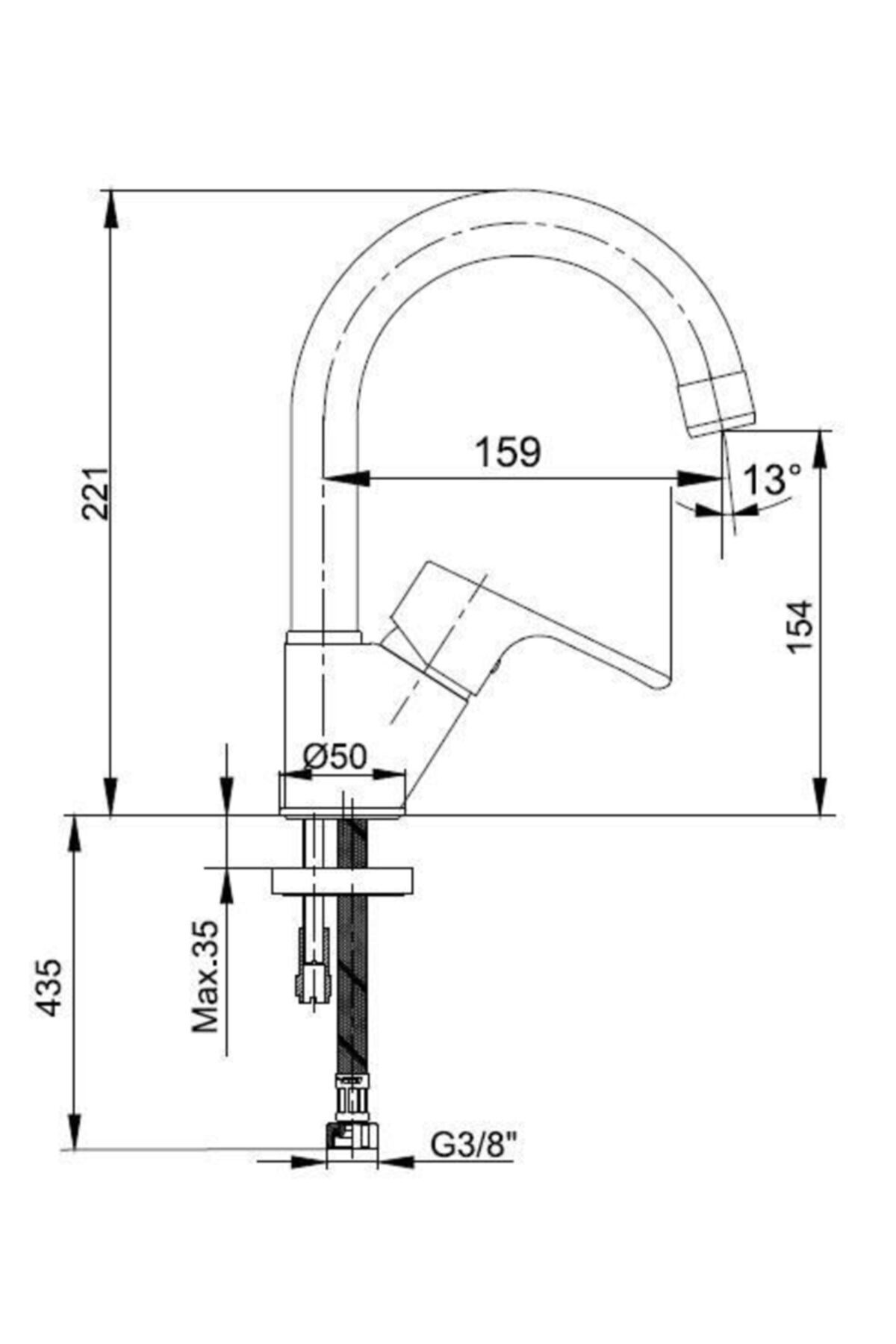 Niobe Kuğu Boru Lavabo Batarya 054+2 Filtreli Ara Musluk
