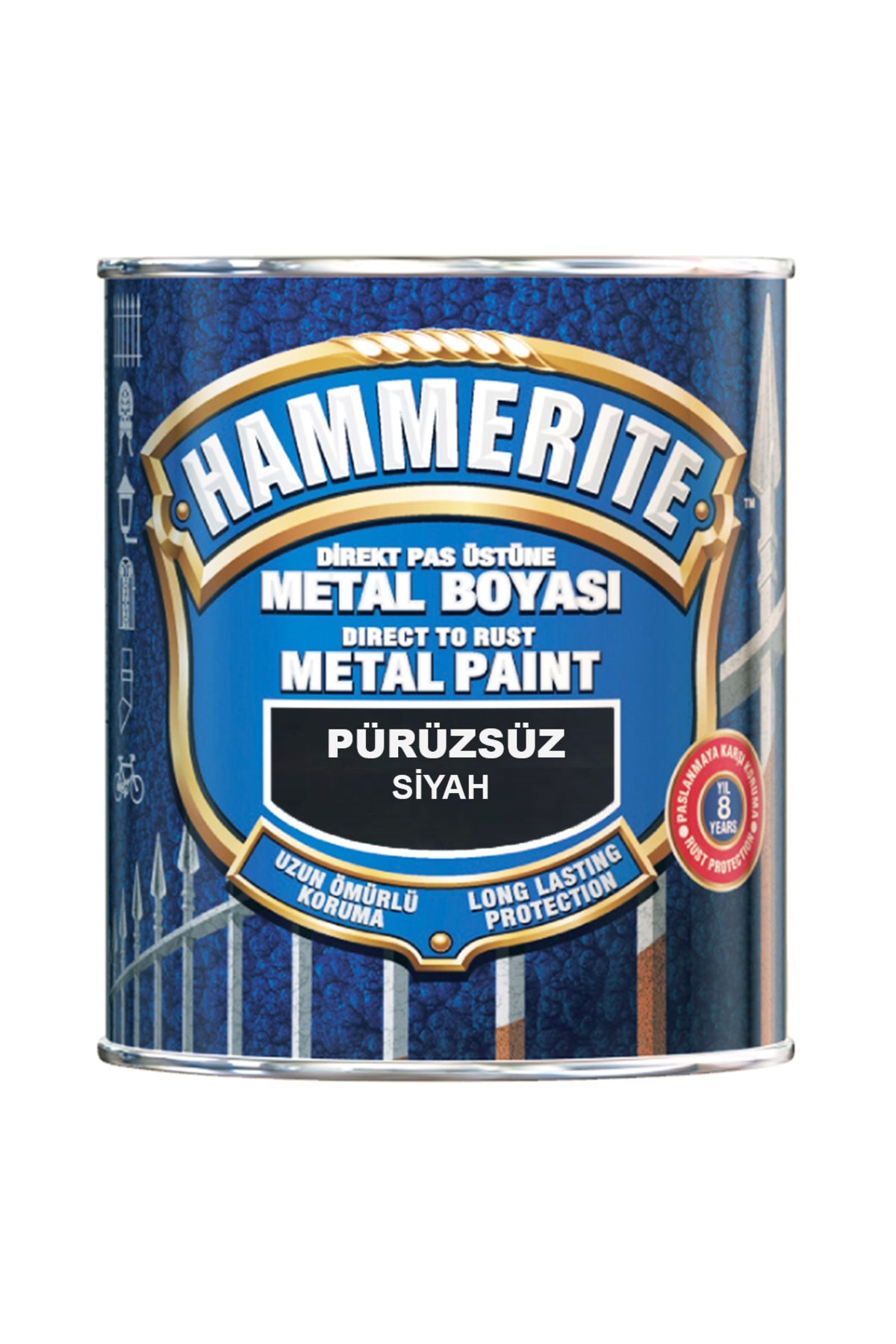 Hammerite Direkt Pas Üstü Pürüzsüz Metal Boyası 250 ml (250GR)