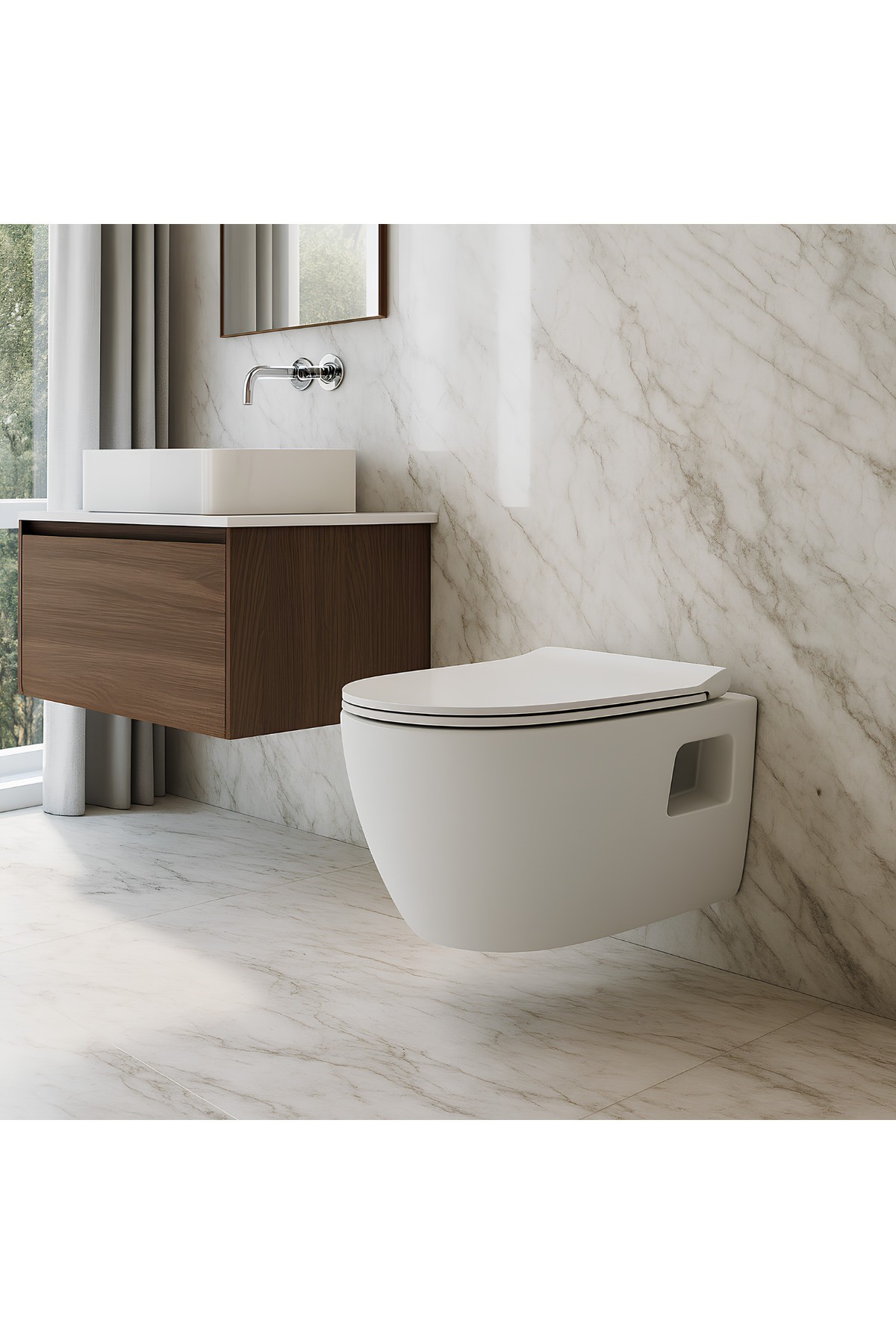 Rondo Kanallı Açık Montaj Asma Klozet RND5508 , Nkp Grande Yavaş Kapak