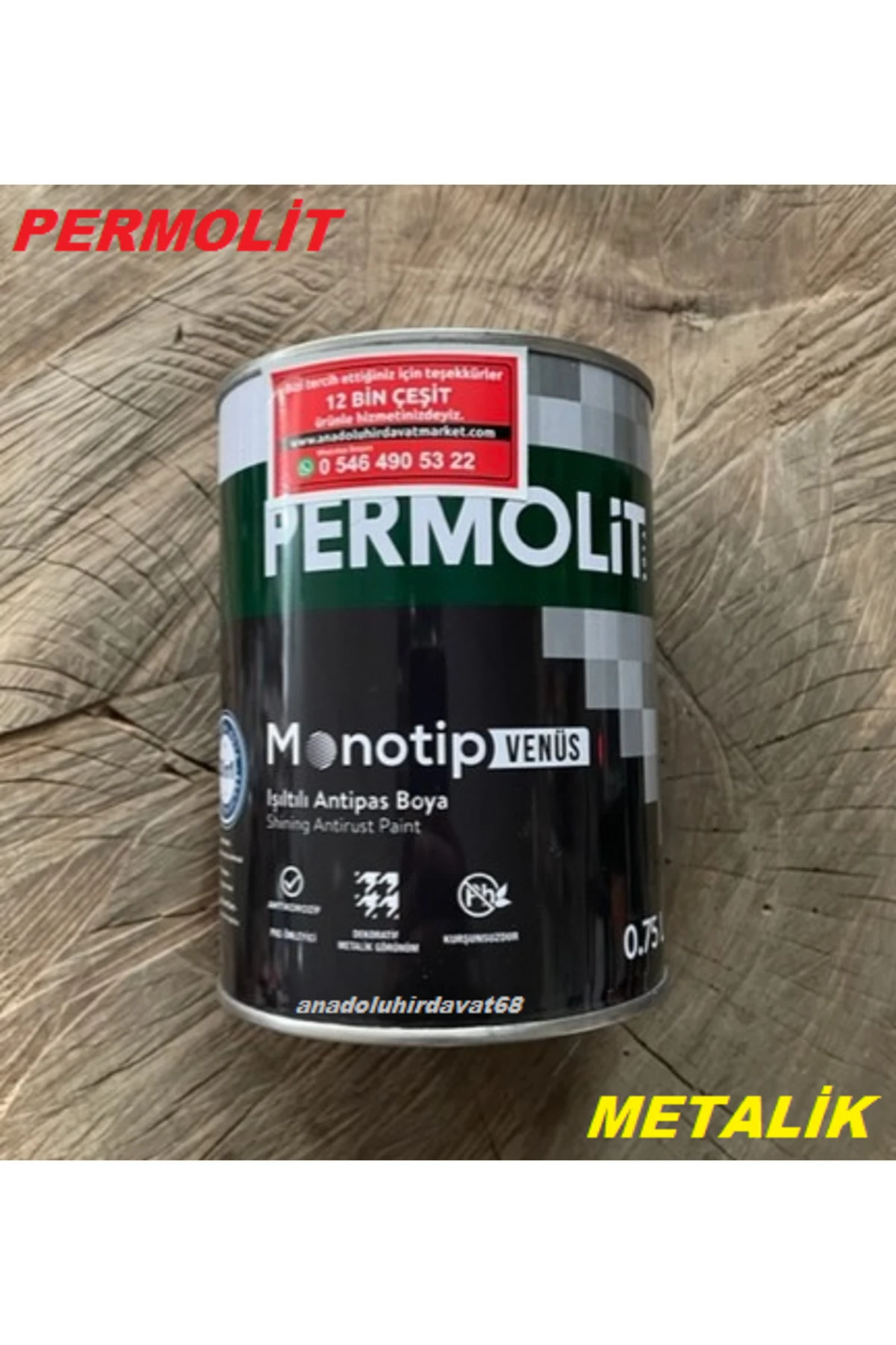 PERMO METALİK MERCAN TAŞI KAHVE ÇELİK KAPI BOYASI METAL FERFORJE BOYASI 1KG