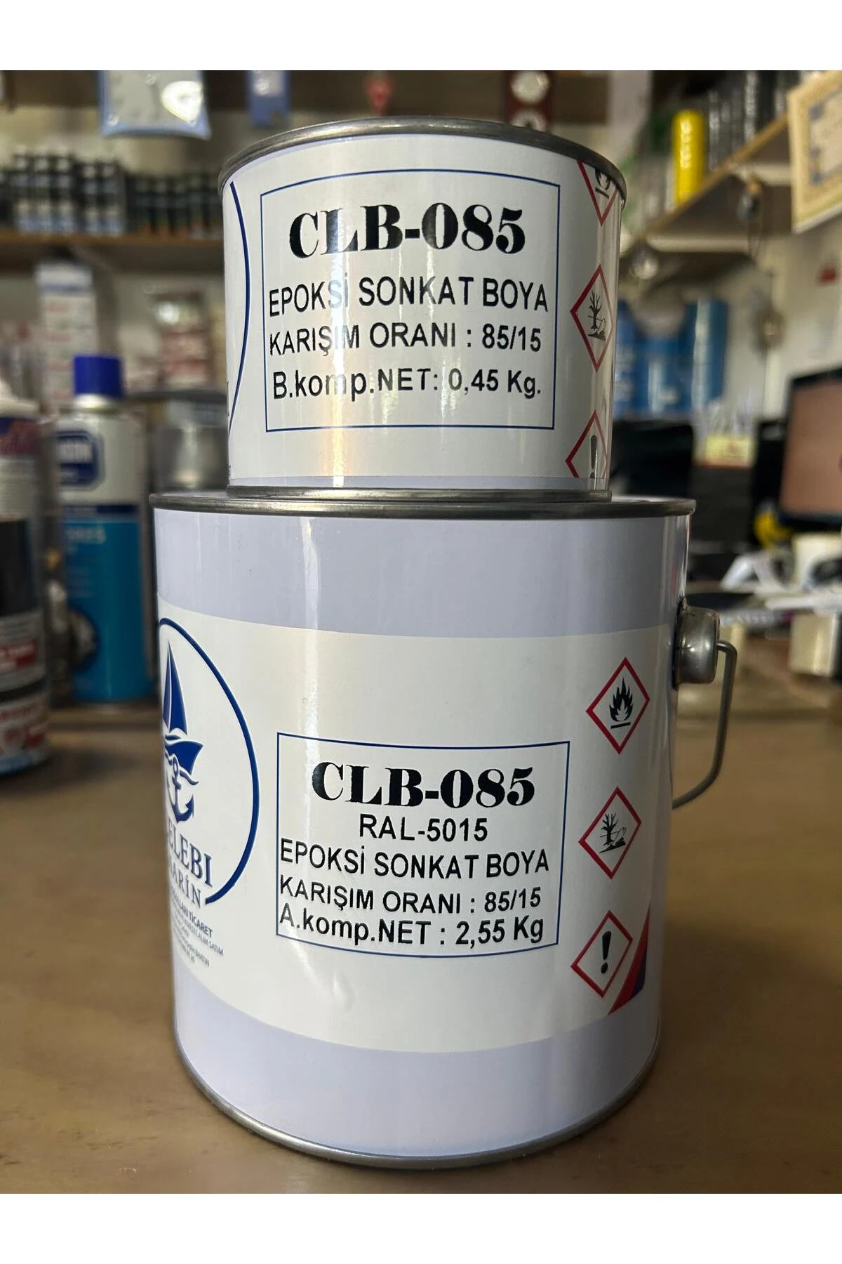 ÇELEBİ MARİN EPOKSİ SON KAT BOYA RAL5015 MAVİ 3 KG