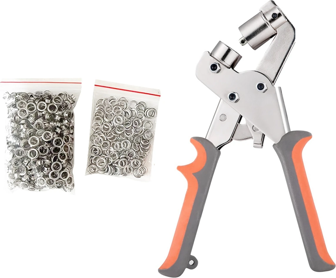 Grommet Kuşgözü Pense Seti, Deri/kemer/ayakkabı/kumaşlar Için 500 Metal Kuşgözü ile 3/8 Inç 10MM Grommet Alet Kiti (Yurt Dışından)