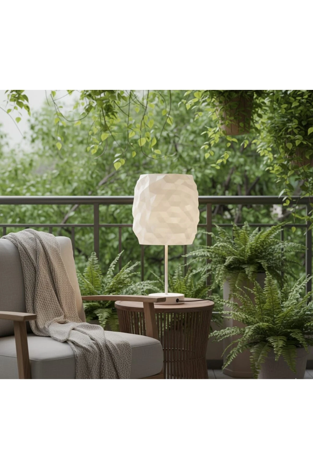 Geometrik Prizma Abajur - 40 cm Metal ayaklı Lambader, Masa Lambası