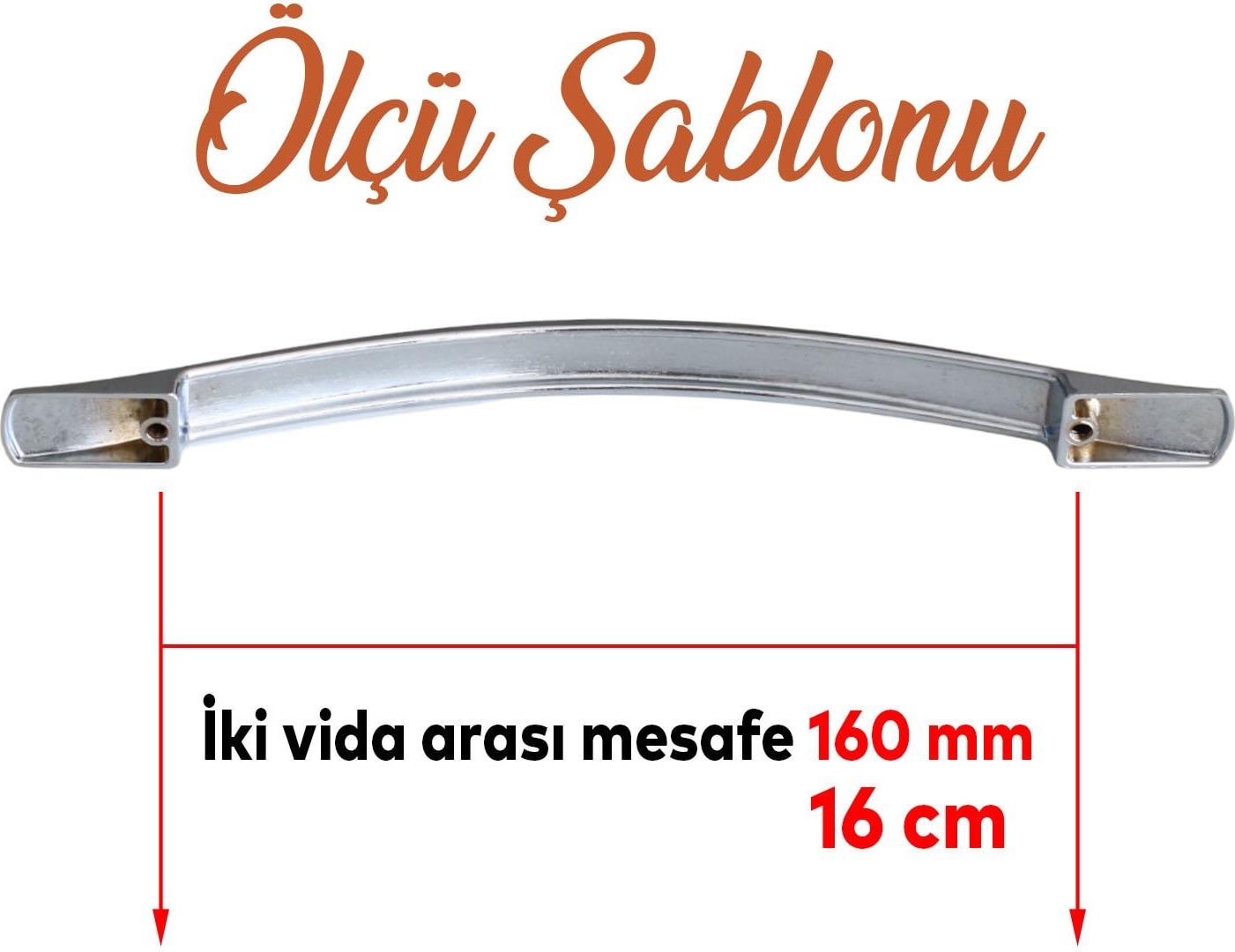 Elif Krom Metal 10 Adet Kulp 160 Mm-16 cm Mobilya Çekmece Mutfak Dolap Kapak Kulpları Kulbu Kulpu