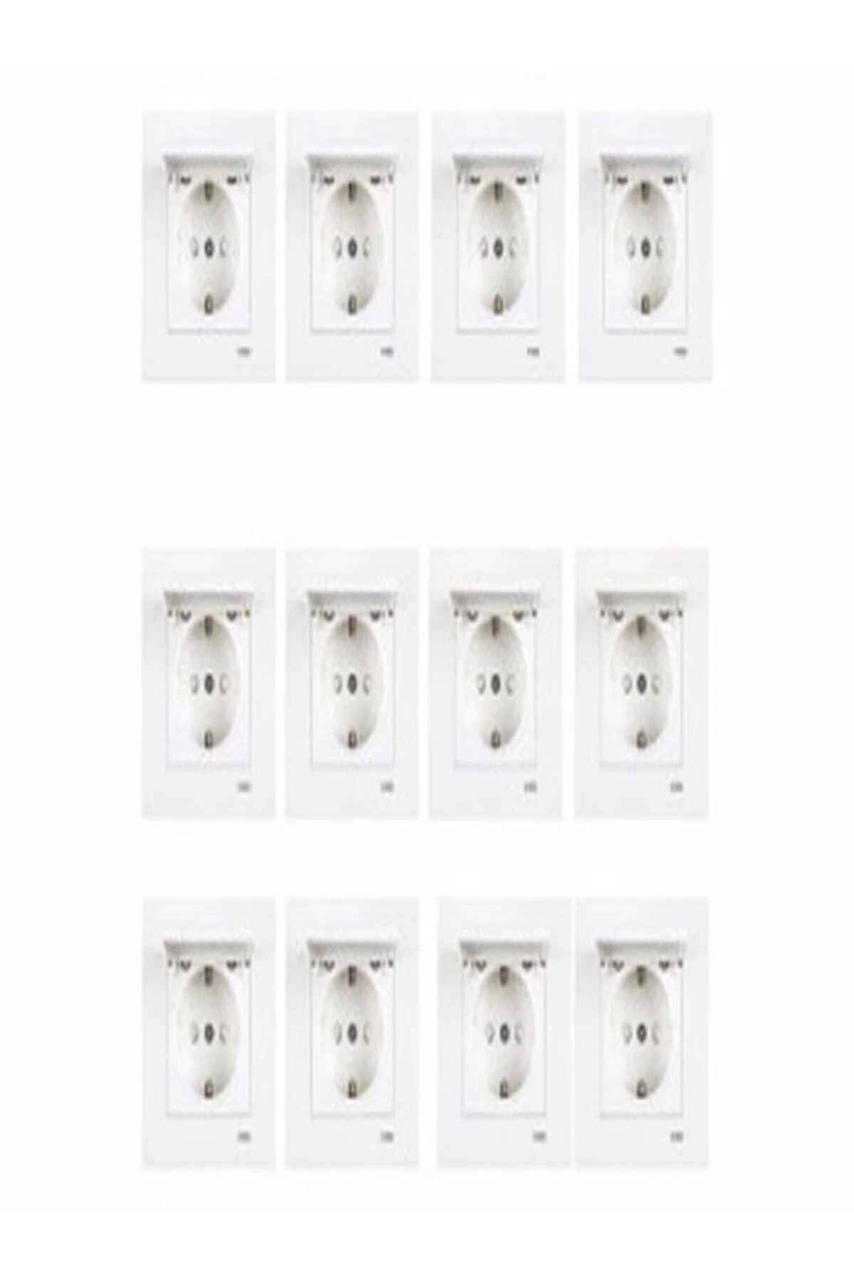 Karre Beyaz Topraklı Kapaklı Çocuk Korumalı 12'li Paket Çerçeve Dahil