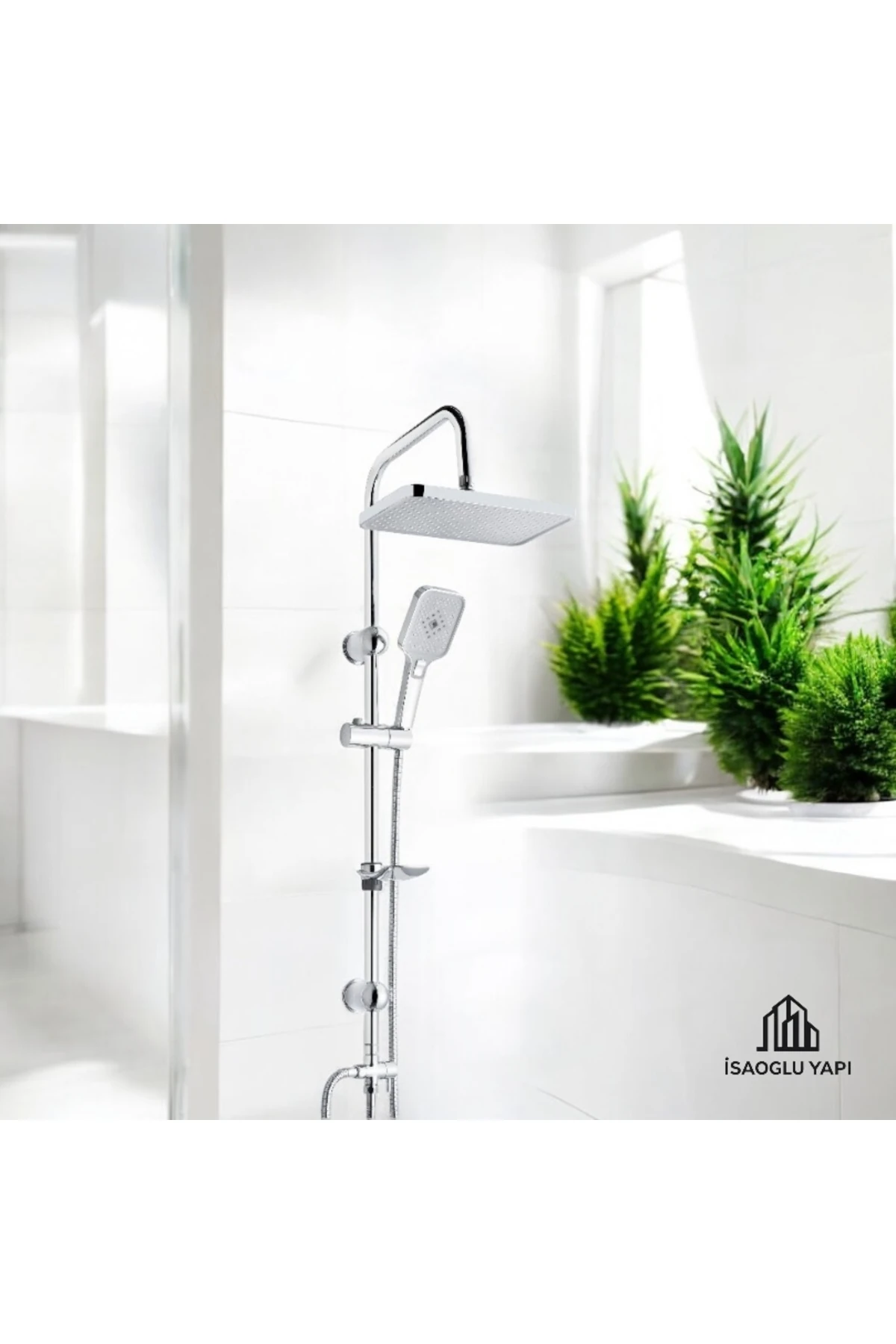 Banyo Duş Seti Hybrid Diktörtgen Tasarım Paslanmaz Tepe Yağmurlama Sistemi