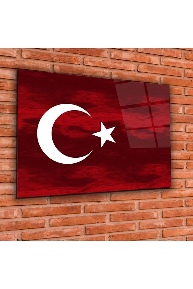 Türk Bayrağı Cam Tablo 2 | 50x70 | Uv Baskı | Temperli
