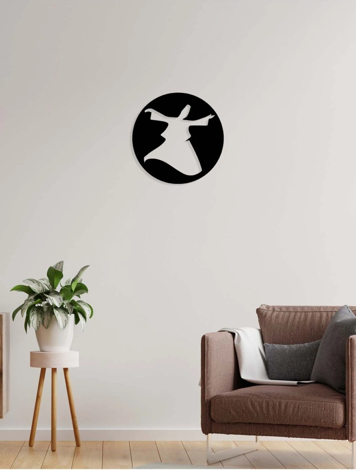 -Sufi Semazen Islami Metal Tablo - Islami Ev Dekorasyonu - Dini Duvar Tabloları - 50 X 50 - Cm - Sıyah-Islm-188