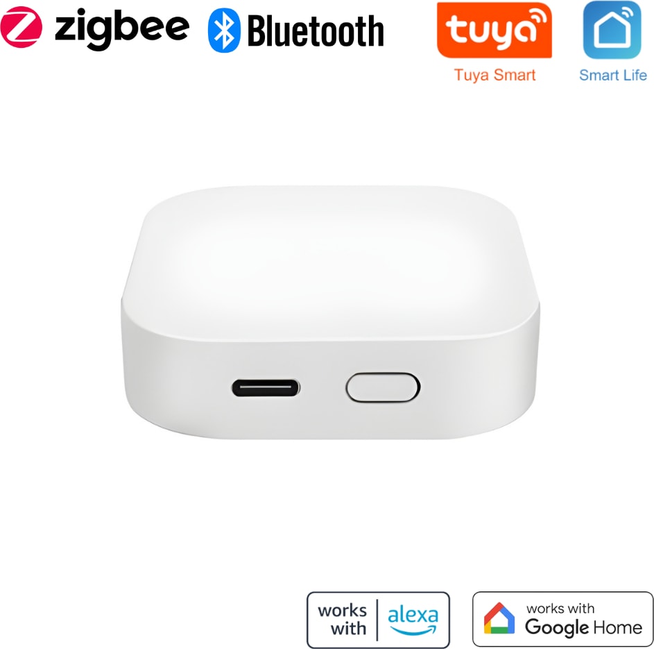 Tuya Uyumlu Zigbee + Bluetooth Bridge Köprü Cihazı ( Tuya, Smart Life Uyumlu Type- C Girişli Gateway Hub)