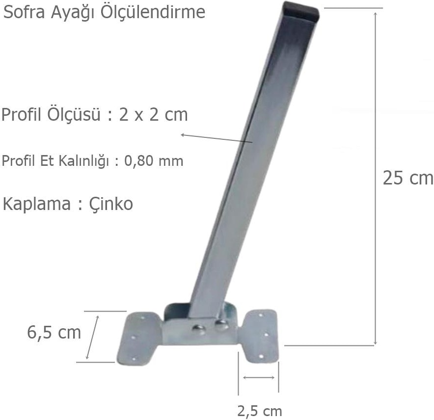 4 Adet Sofra Ayağı Yer Sofrası Için Metal Katlanır Ayak 25 cm