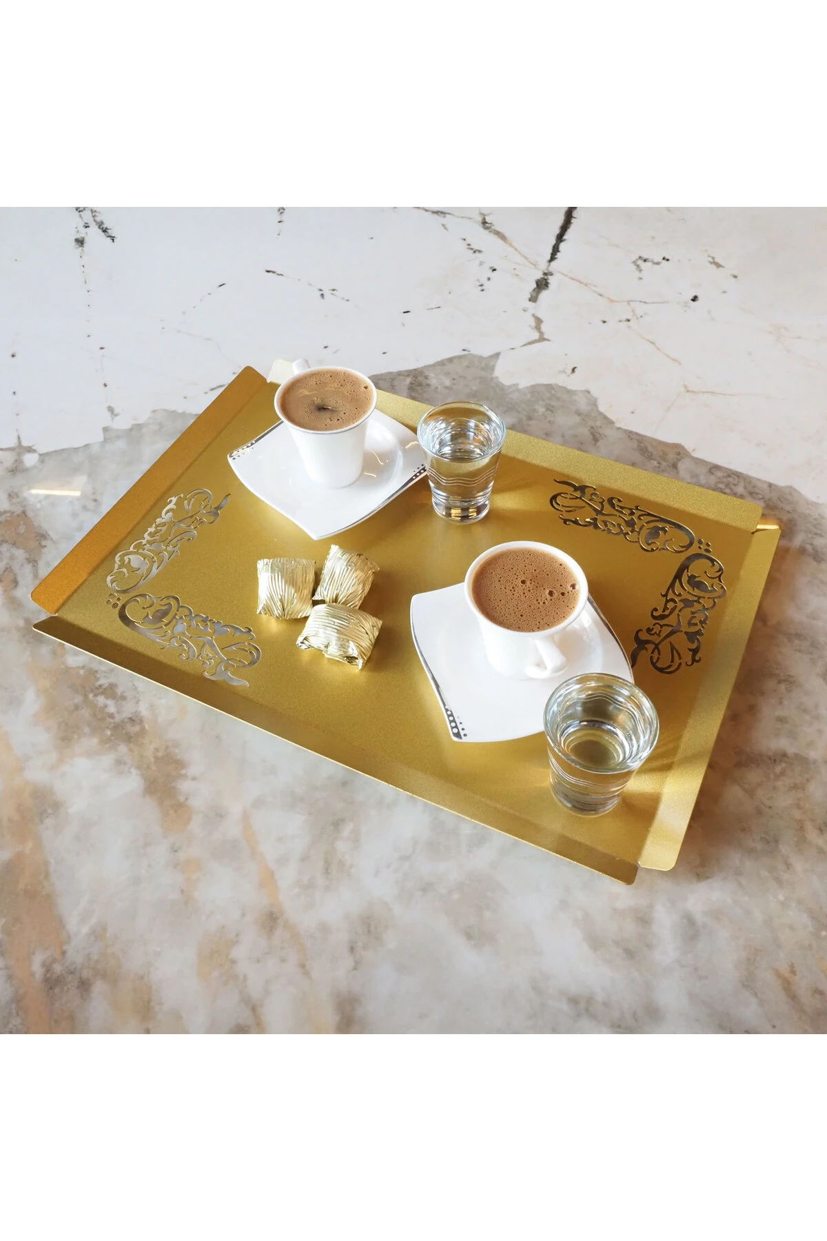 İslami Motifli Metal Servis Tepsisi - Ev Dekorasyonu - WAMH189
