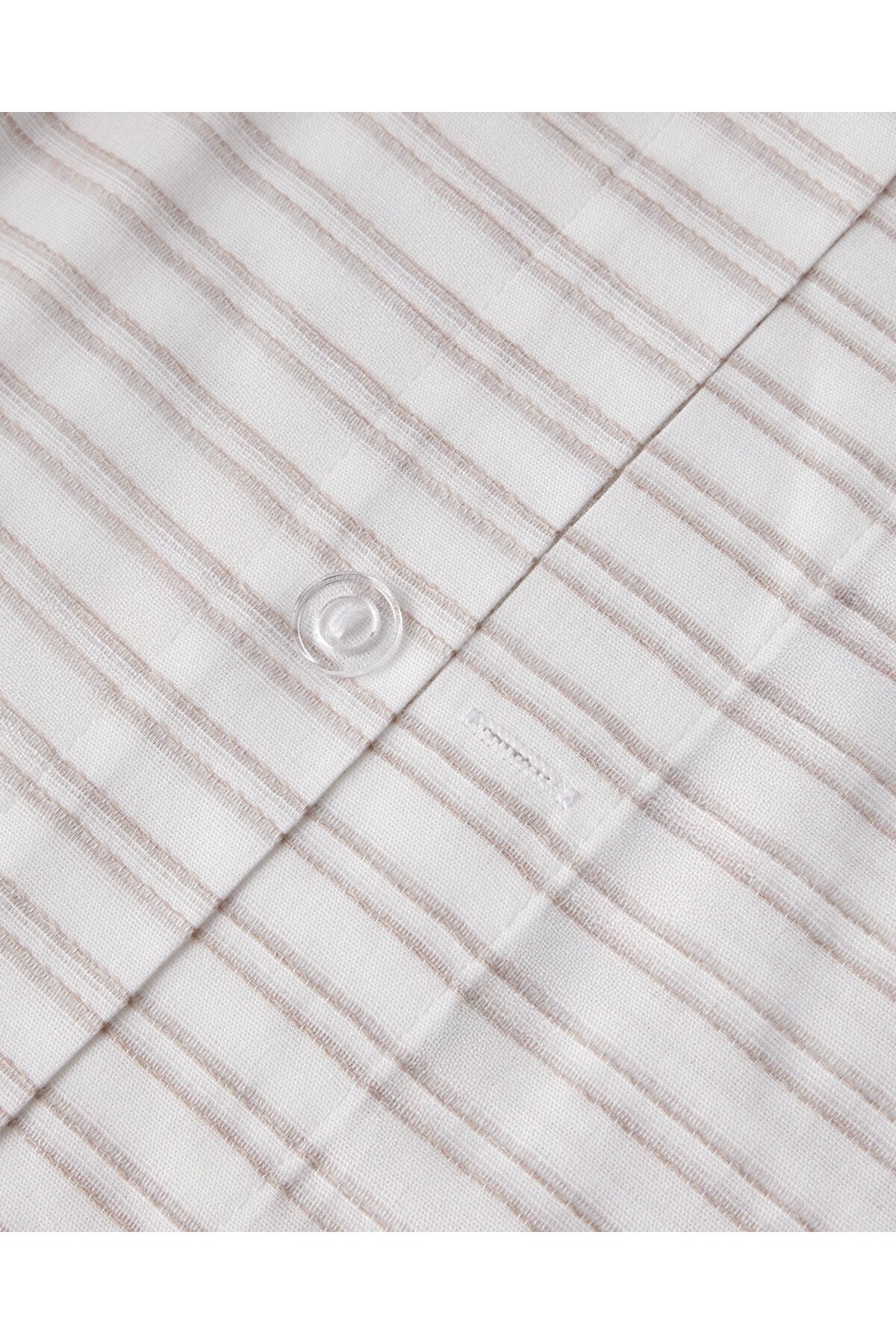 Stitch Line İpliği Boyalı Çift Kişilik Nevresim Takımı 200x220 cm Bej