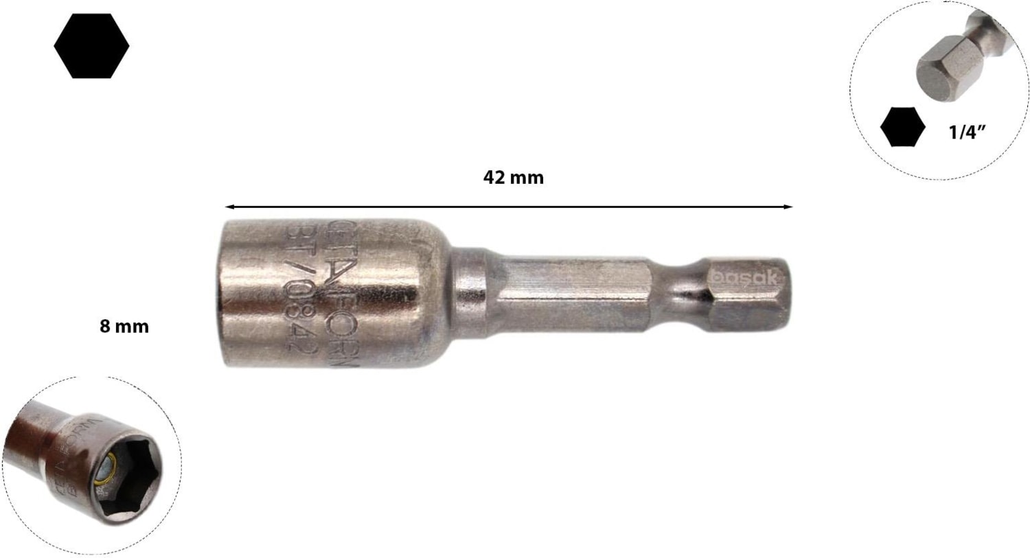 8 x 42 mm Manyetik Lokma BT/0842