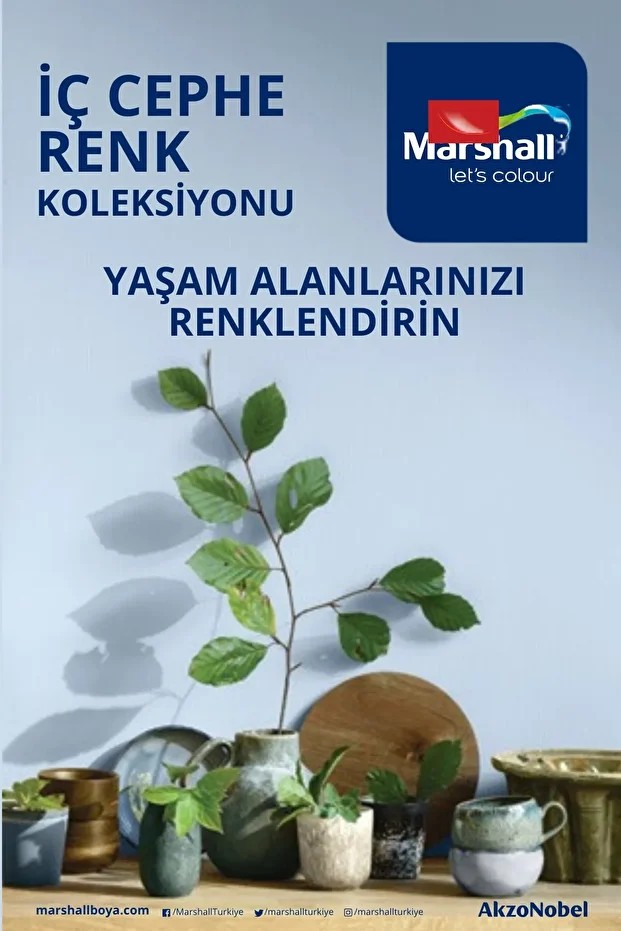 5'li Set Silikonlu Özel Mat Duvar Boyası Fil Dişi 50 Çeşit Renk 2.5lt