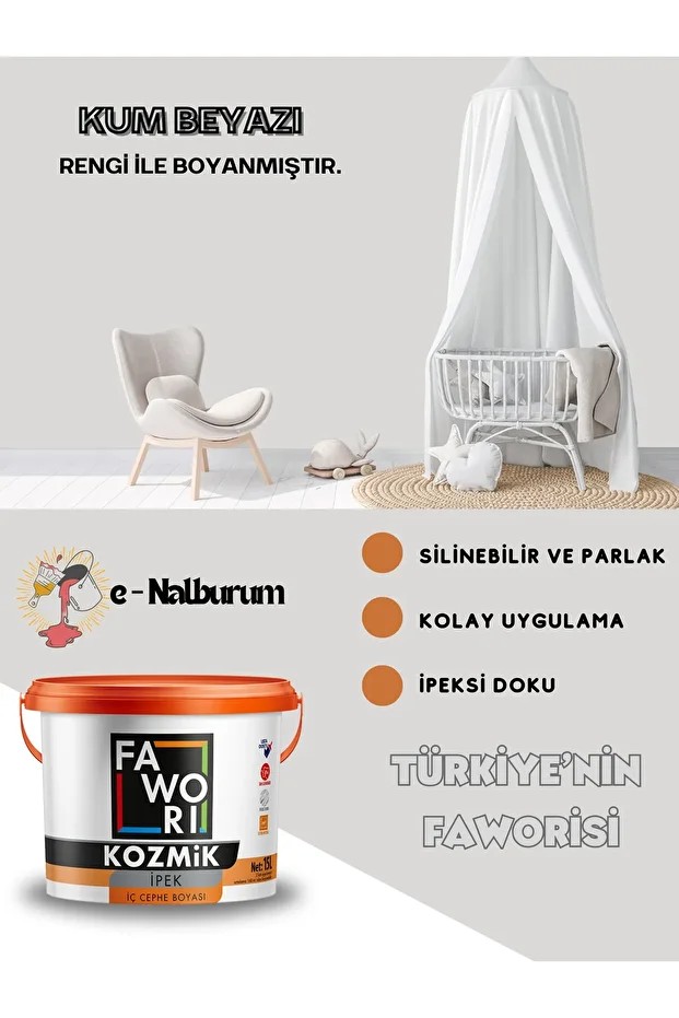 Kozmik İpek Tam Silinebilir-Silikonlu İpeksi Mat İç Cephe Boyası 2.5lt-Sınırsız Renk