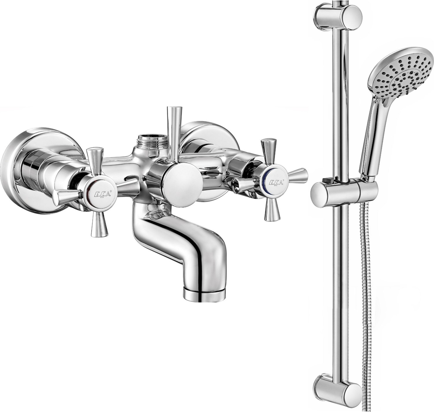 Eca Quadrille Banyo Bataryası + Eca Logica Sürgülü Duş Seti Üst Takımı