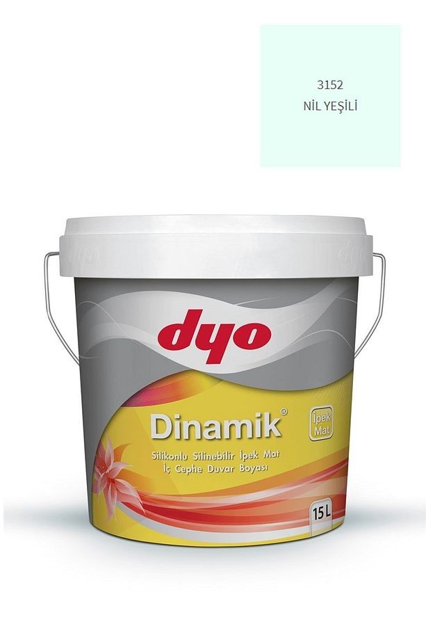 Dinamik Silikonlu Silinebilir Ipek Mat Iç Cephe Duvar Boyası 3152 Nil Yeşili 15 Lt