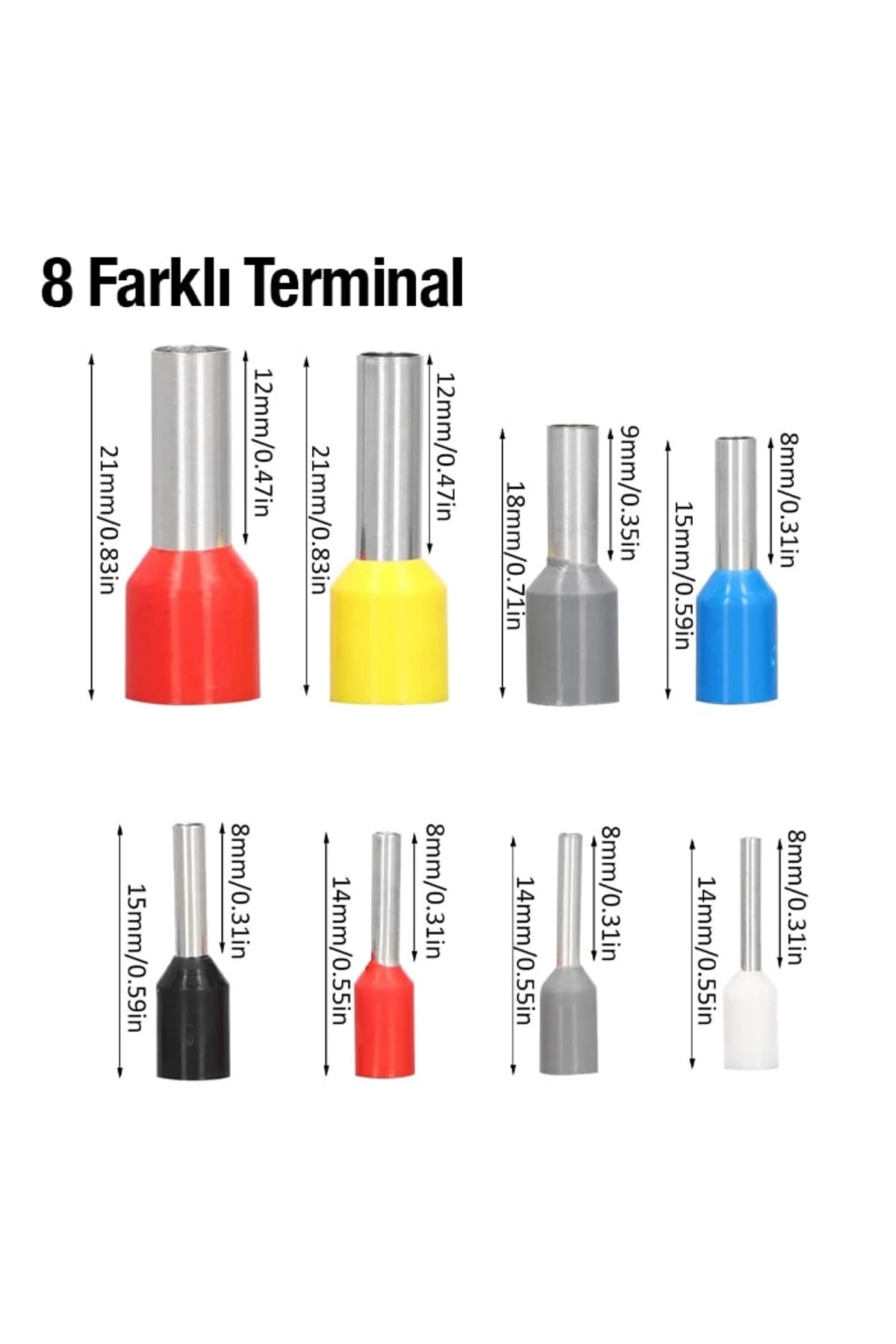 Kablo Yüksük Sıkma Pensesi + + 1200 Adet Izoleli Kablo Yüksük Seti