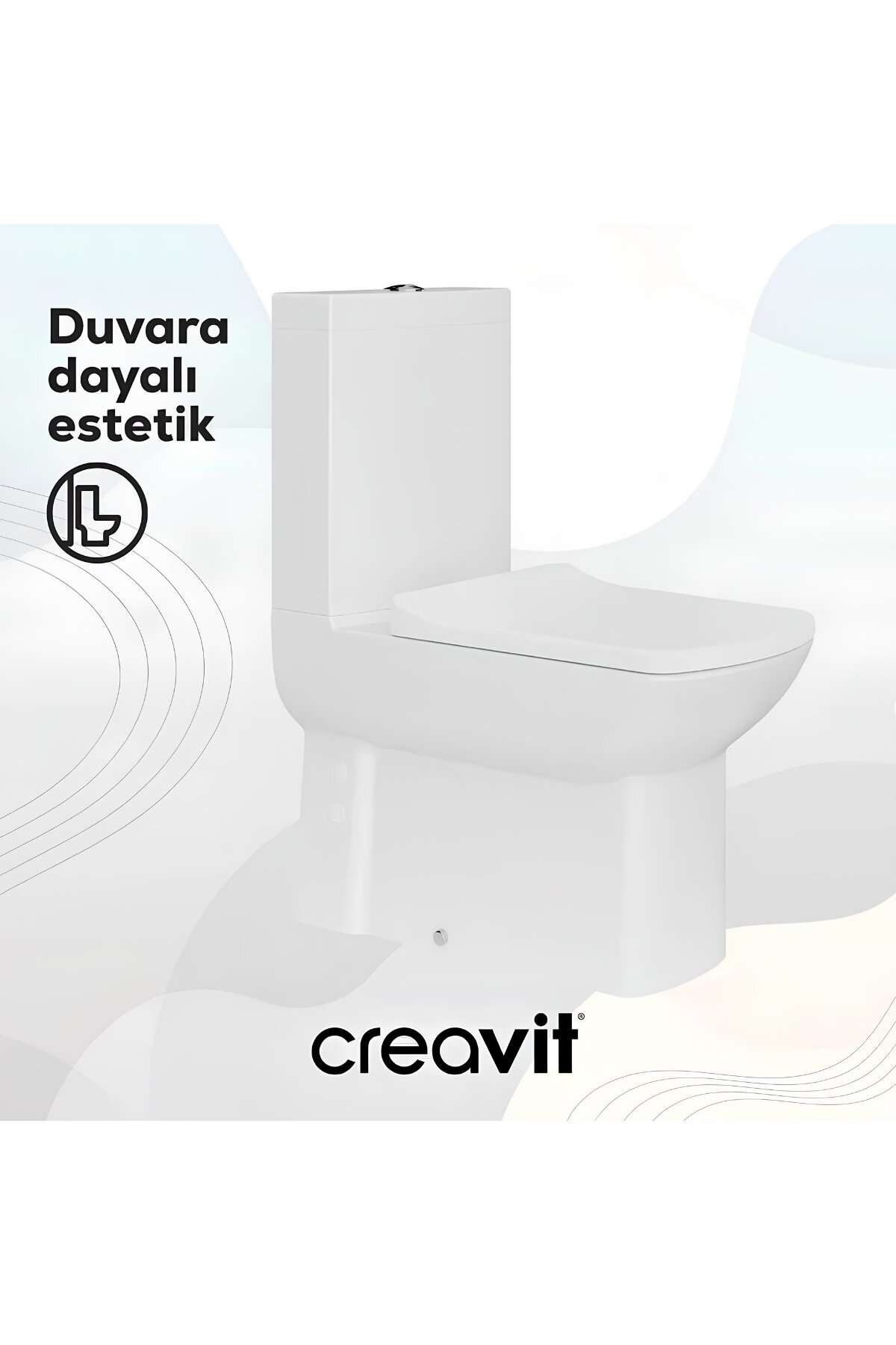 Lara Beyaz Kanallı Duvara Sıfır Klozet Takım LR360, Lara Yavaş Kapak