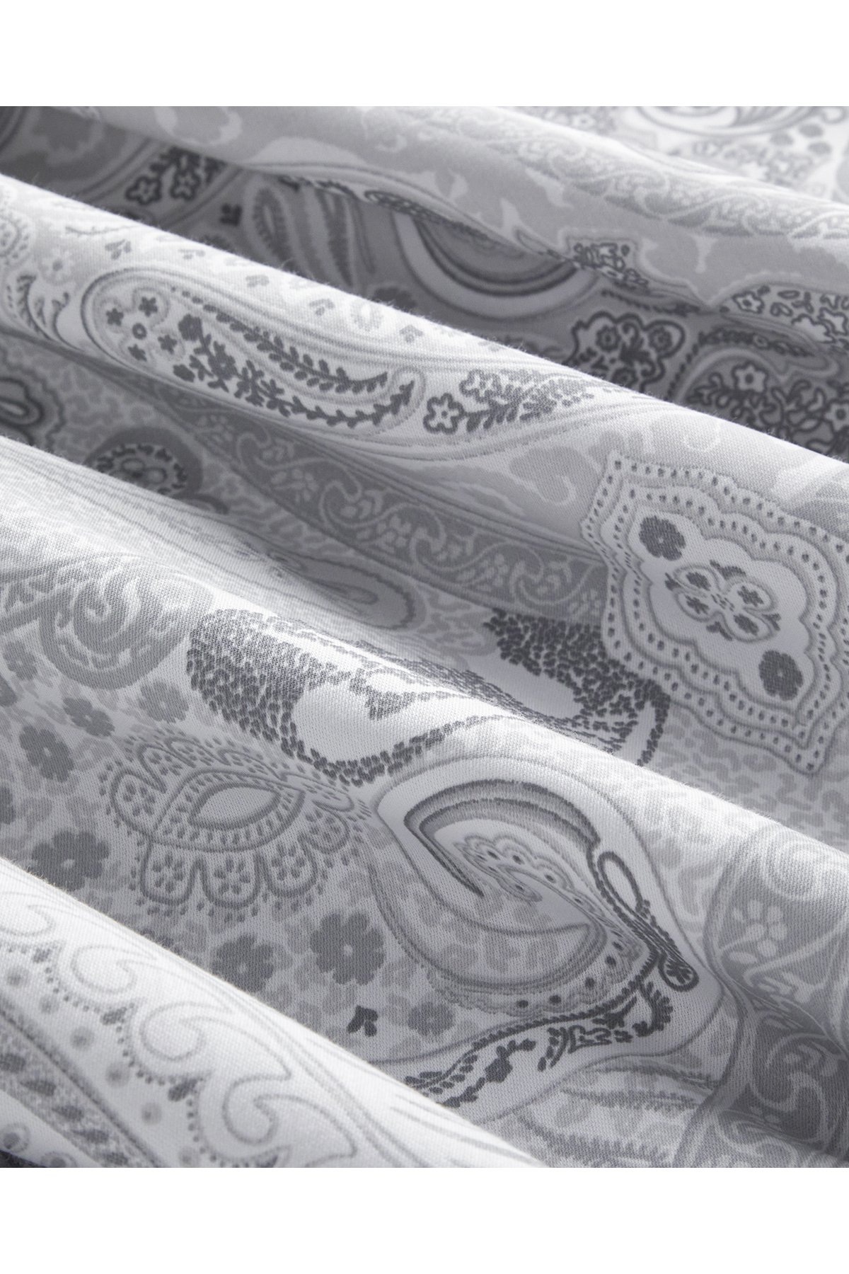Paisley Pamuk Saten Çift Kişilik Nevresim Takımı 200x220 cm Gümüş