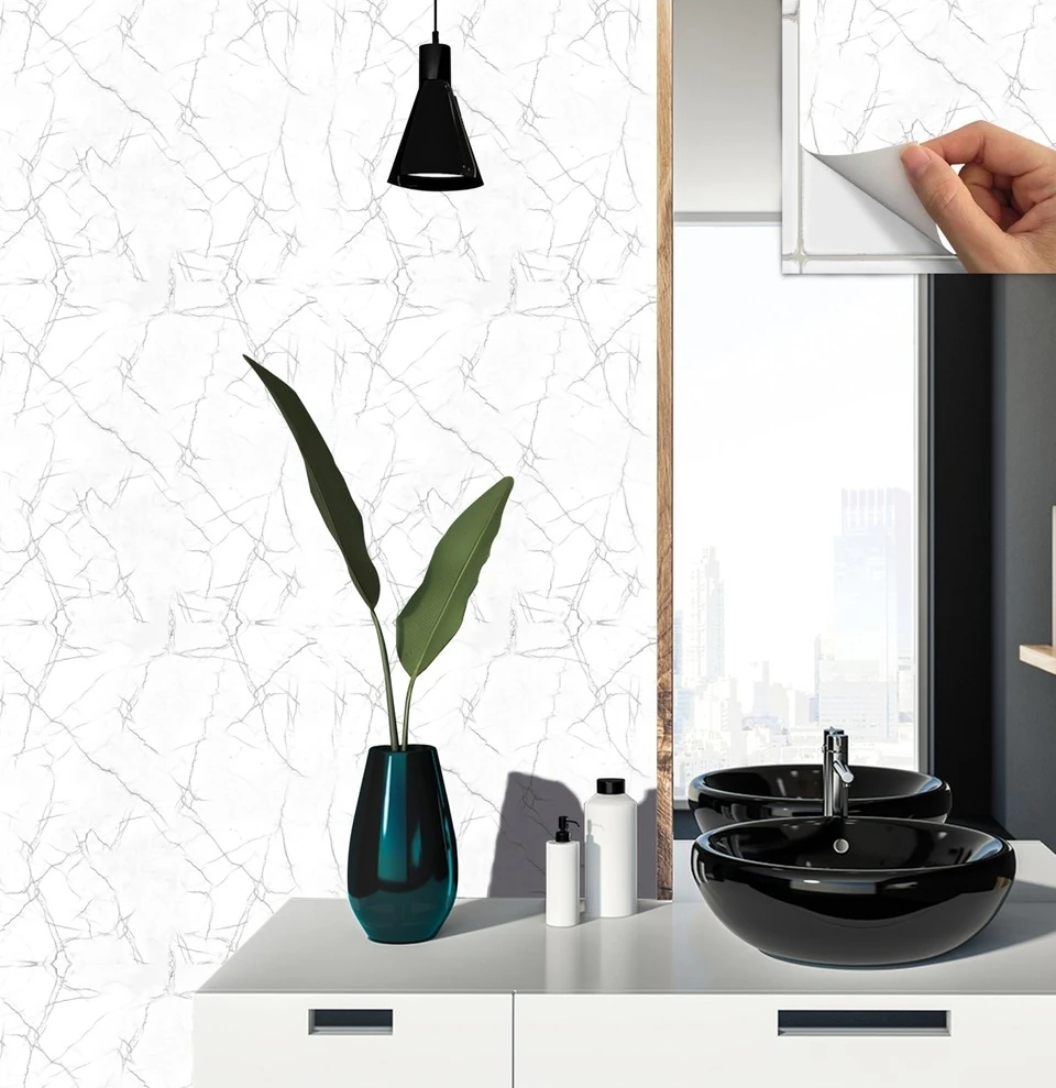 Kendinden Yapışkanlı Silver Mermer Desenli Pvc Karo 30X30 cm (33 Adet) 3m2