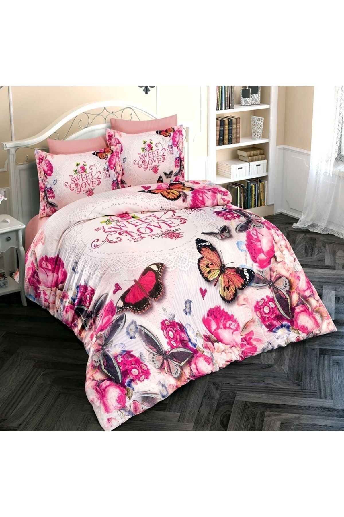 Nevresim Takımı %100 Doğal Pamuk Çift Kişilik 3d Digital Butterfly 2