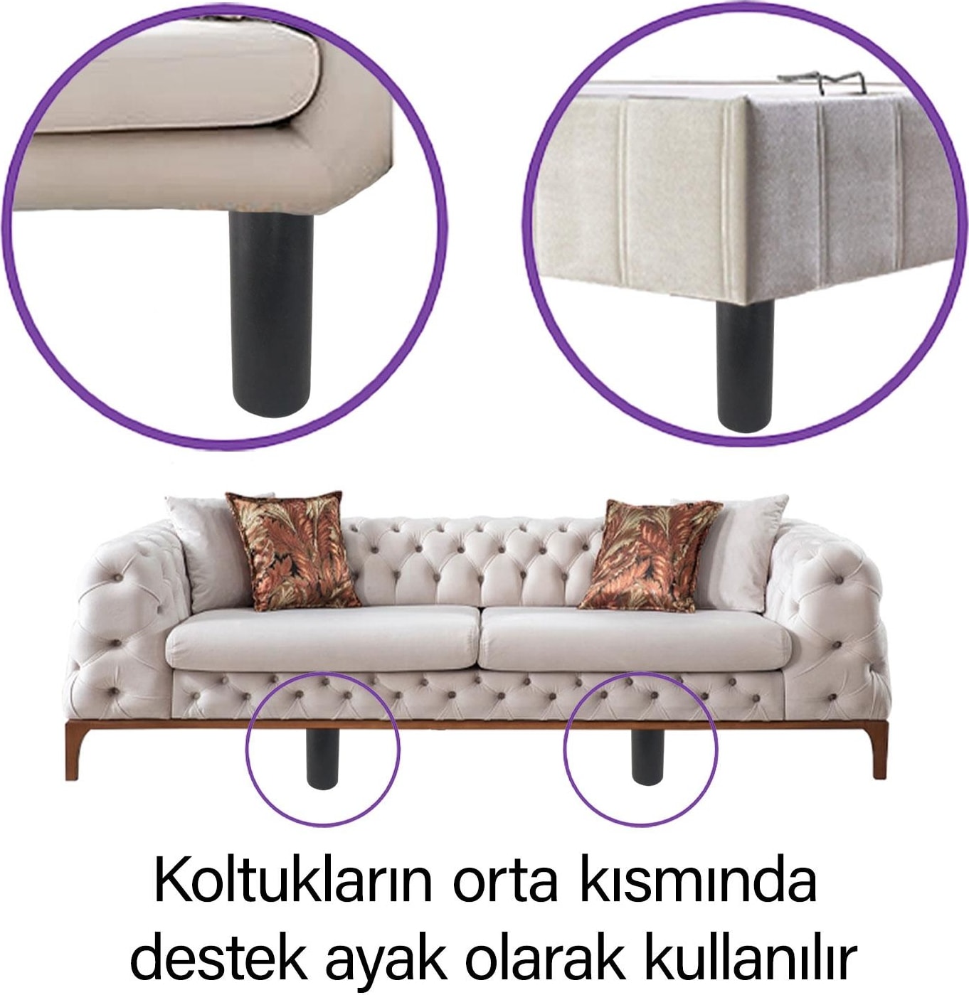 4 Adet Ayarlı Destek Ayağı 9.5 x 14.5 cm Siyah Gizli Ayak M8 Civatalı Incediş Mobilya Kanepe Baza Koltuk